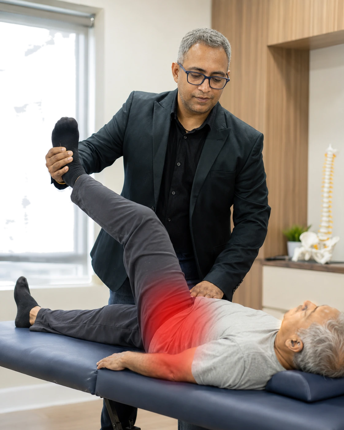 Hip mobility physiotherapy and rehabilitation for elderly patient
