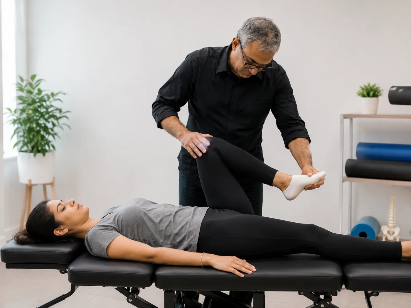 Leg mobility physiotherapy assessment for female patient in Jodhpur